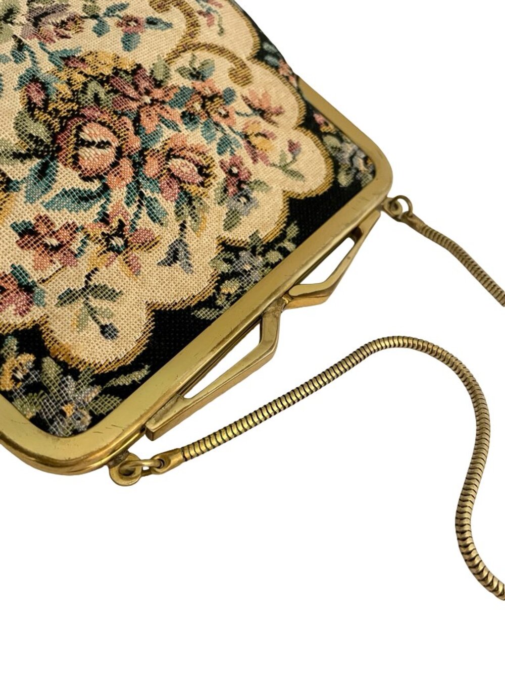 Vintage Simpson's Floral Tapestry Evening Bag with Chain Strap - Picture 10 of 11